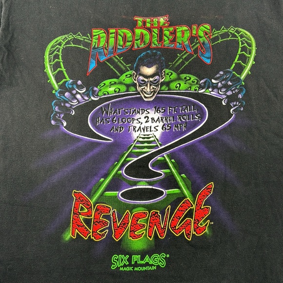 Vintage 1998 Riddlers Revenge six flags Magic Mountain T-shirt - Picture 3 of 9